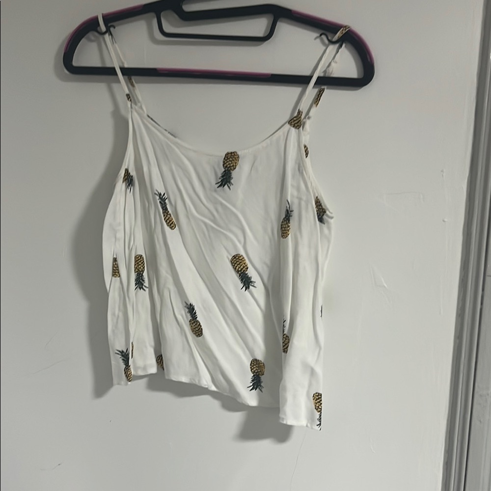 White Pineapple Print Women's Top